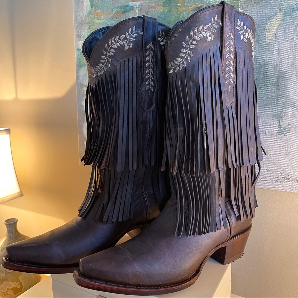 RESTOCK Santa Fe Two Layer Fringe Cowgirl Boots